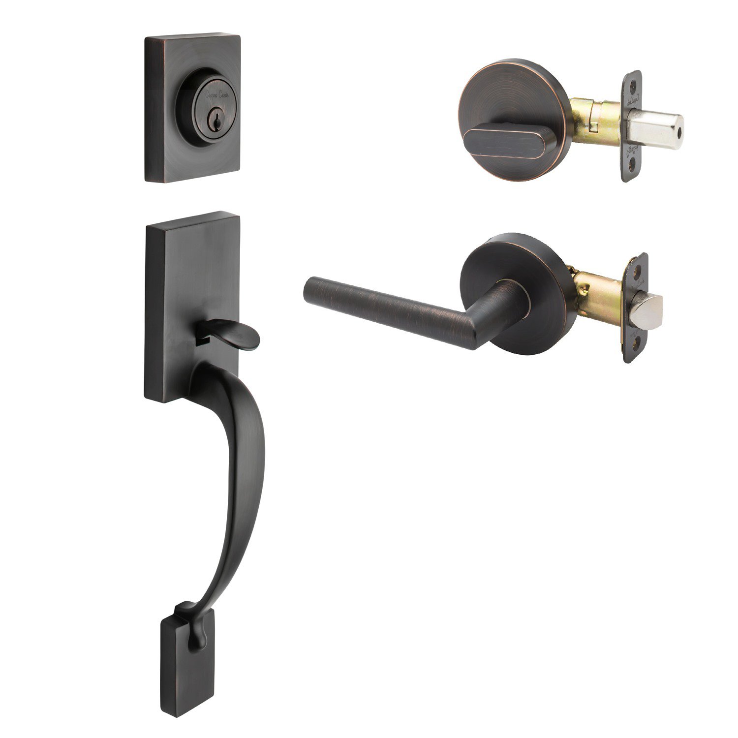 Copper Creek FZ2610XML-TB Craftsman Front Entrance Handleset in